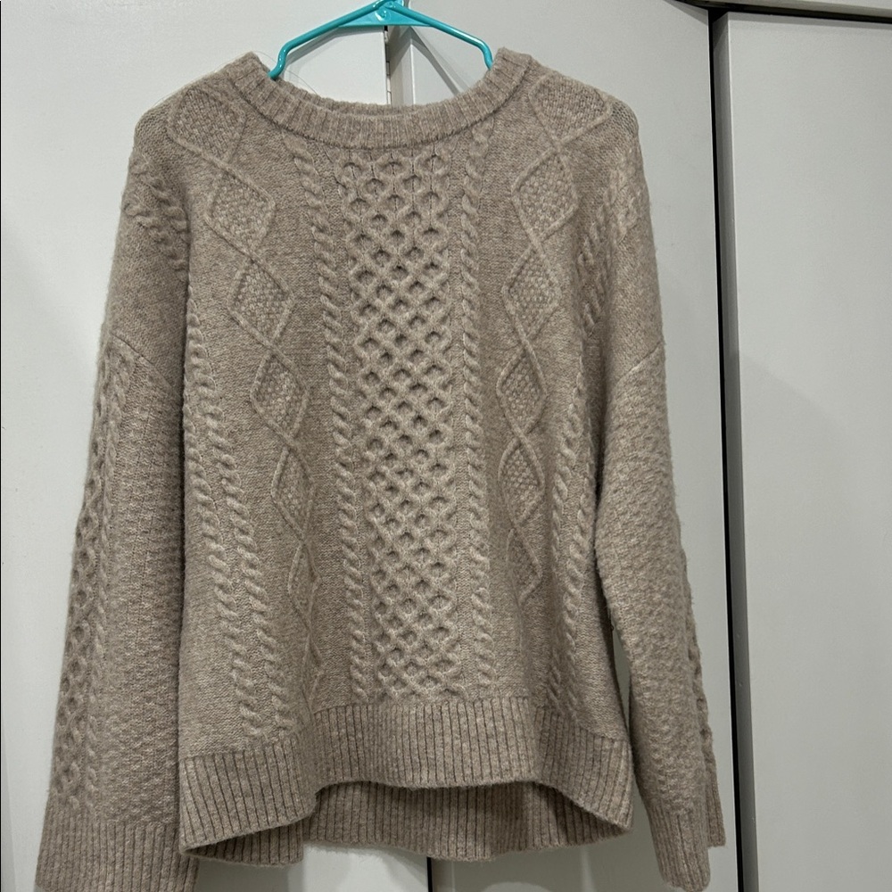 Cyrus NYC Cozy Cable Knit Sweater - Tan